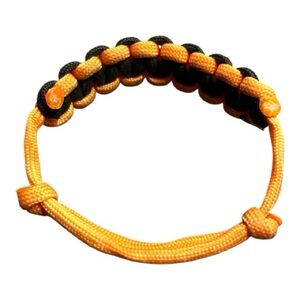 Handmade Paracord Adjustable Bracelet Orange Black Survival Style